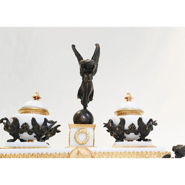 Traditional Empire French Marble Inkwell Bronze Sphinx For Sale - Image 3 of 10