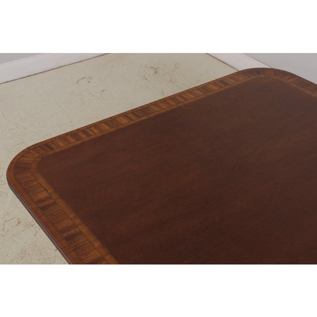 Hickory Mahogany Banded Inlaid Double Pedestal Dining Table For Sale - Image 11 of 15