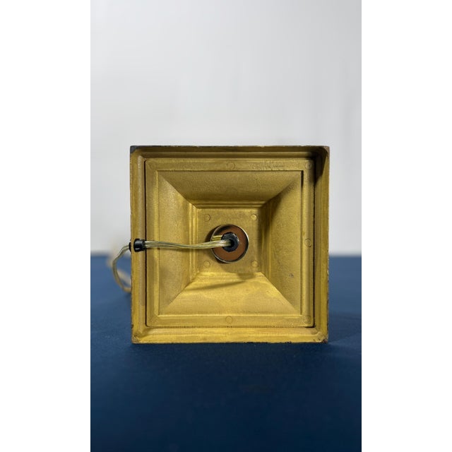 1970s Speer Hollywood Regency Amber Seeded Glass & Solid Brass Palm Leaf Lamp For Sale - Image 9 of 9