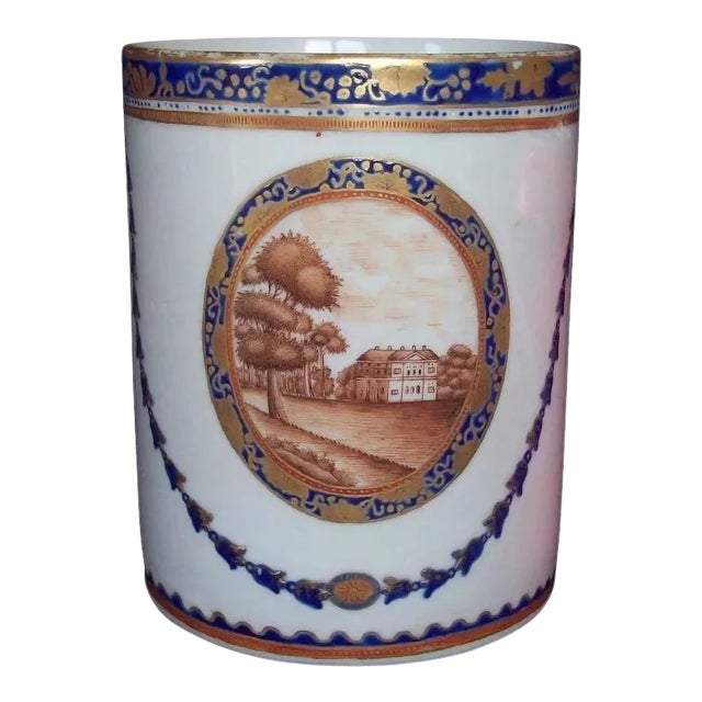 1800 - 1810 Chinese Export Porcelain Tankard Mug for the American Federal Market For Sale