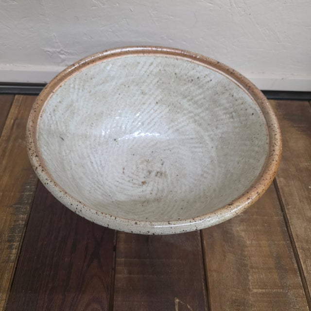 Vintage Studio Pottery Bowl, Signed Large Stoneware, Organic Modern Centerpiece For Sale - Image 9 of 15