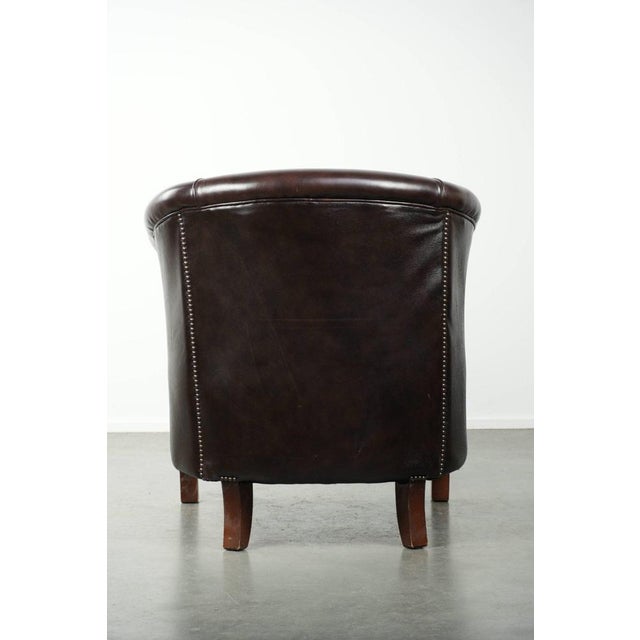 English-Style Dark Cowhide Club Armchair For Sale - Image 4 of 13