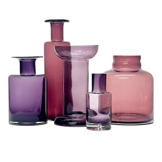 Jumbo Scale Amethyst & Purple Glass Vase Curation - Group of 5 For Sale