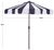 Modern Meze 9 Ft Crank Umbrella, Navy Cabana Stripe/Brown Pole For Sale - Image 3 of 9