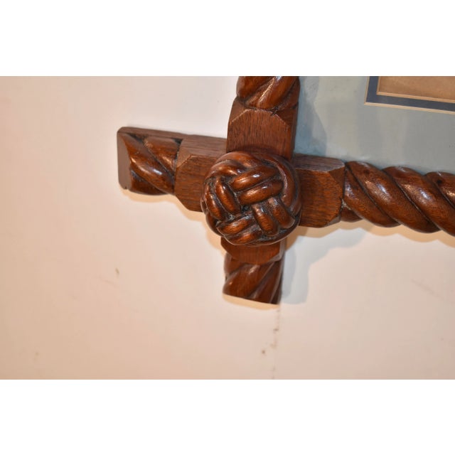 English 19th Century Print in Hand Carved Rope Frame For Sale - Image 3 of 11