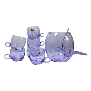 Vintage Alexandrite Crystal Sangria-Punch Set from Bleikristall, 1970s, Set of 8 For Sale