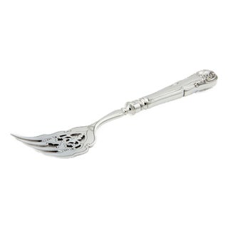 Fish Serving Fork in Cut Silver with Engravings For Sale