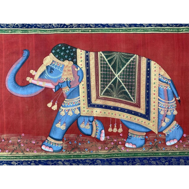 1990s Indian Vintage Elephant Painting For Sale - Image 5 of 8
