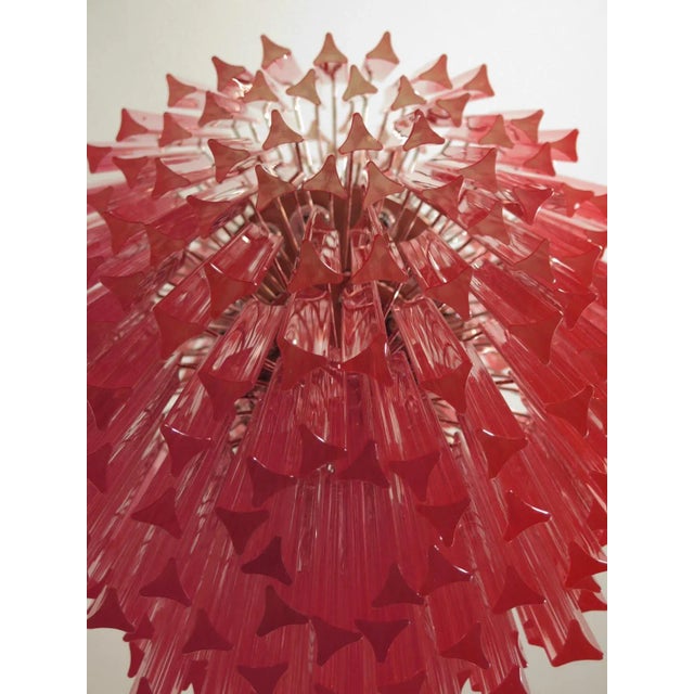Mid-Century Modern Murano Chandelier Pink Prism Glass, 242 Pieces For Sale - Image 3 of 6