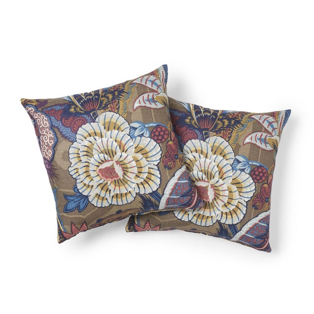 Schumacher Schumacher Zanzibar Linen Print Pillow in Cerulean For Sale - Image 4 of 9