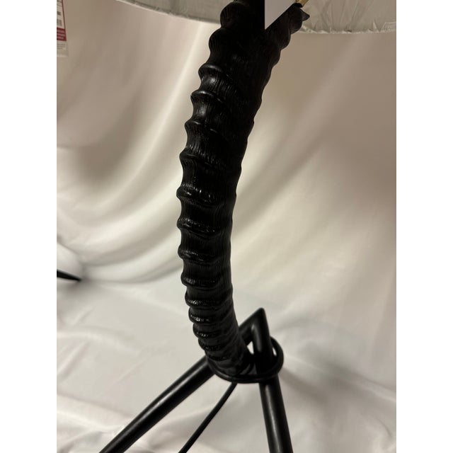Black Late 20th Century South African Sable Horn Lacquered Wood Table Lamps For Sale - Image 8 of 10