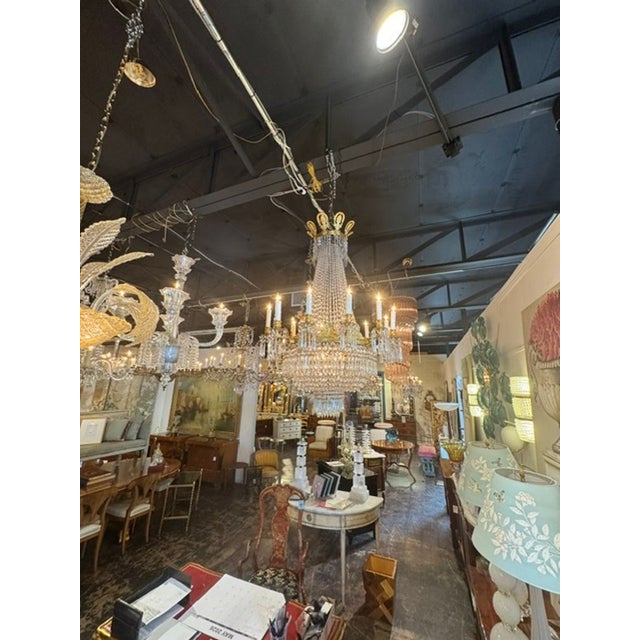 Traditional Fine 19th C. French Empire Bronze and Crystal Chandelier For Sale - Image 3 of 9