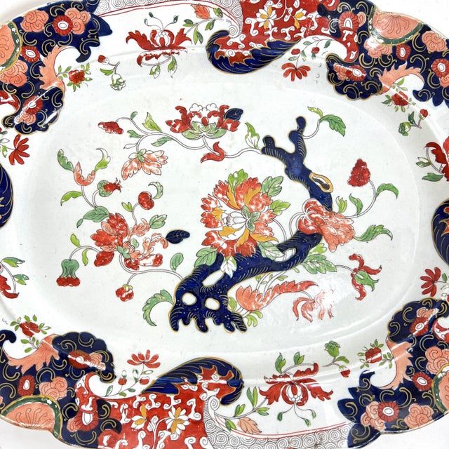 Chinoiserie Antique Mason's Patent Ironstone "Tree Peony" Serving Platter, Circa 1820s For Sale - Image 3 of 15