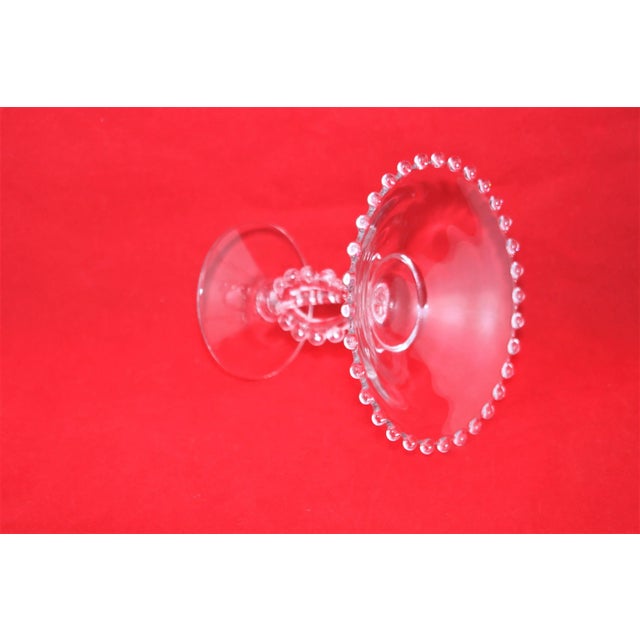 1930s Imperial Glass Candlewick Pattern Clear Crystal Tri Stem Compote Serving Dish For Sale - Image 9 of 10