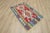 Mid-Century Modern 1980s Traditional Blue Red Geometric Kilim For Sale - Image 3 of 12