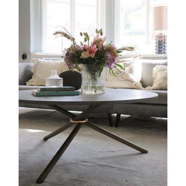 Edda Dark Concrete Top and Dark Oak Legs Coffee Table by Eberhart Furniture For Sale - Image 6 of 12