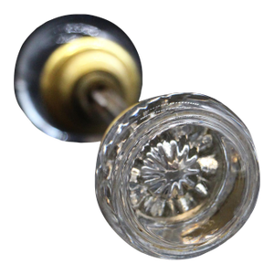 Pair of Vintage Round Flat Front Glass Door Knobs