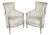 Pair 18th Century French Louis XVI Distressed Painted Bergères For Sale