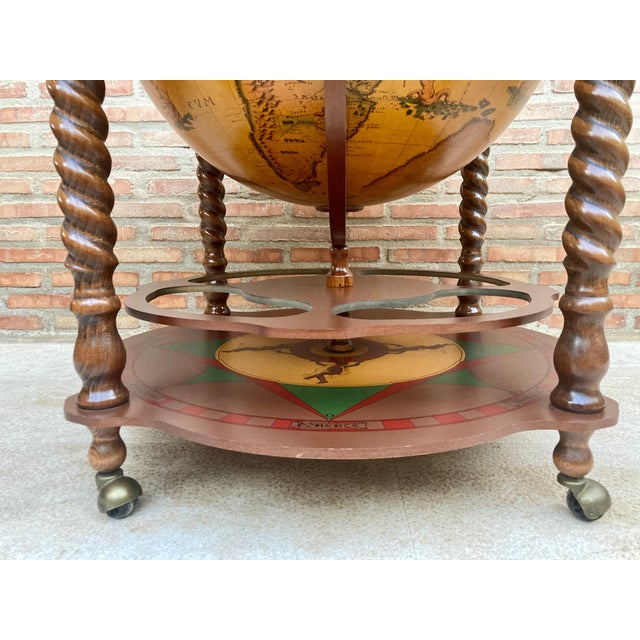 Brown Vintage Italian World Globe Dry Bar, 1960s For Sale - Image 8 of 18
