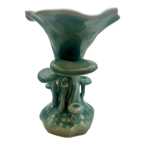 Mid 20th Century Chinese Vase Celadon Glazed Mushroom Group Bearing a Qianlong Four - Character Mark