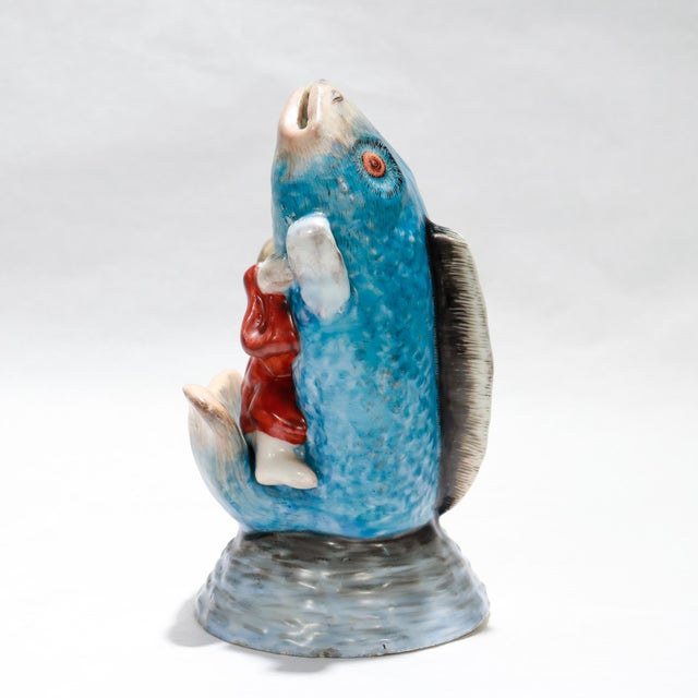 Antique Japanese Okimono Porcelain Figurine of Kintaro For Sale - Image 4 of 16