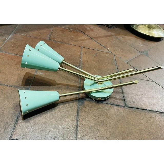 Metal Brass & Cones Wall Light, 1950s For Sale - Image 7 of 12