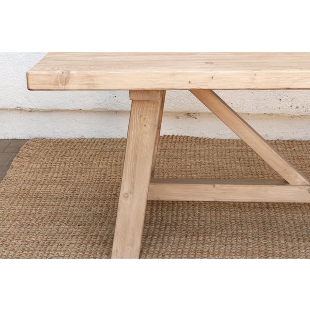 The Basquaise, 96" Reclaimed Wood Trestle Table For Sale In Los Angeles - Image 6 of 12