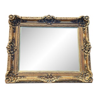 Vintage Italian Gilt Carved Beveled Wall Mirror For Sale