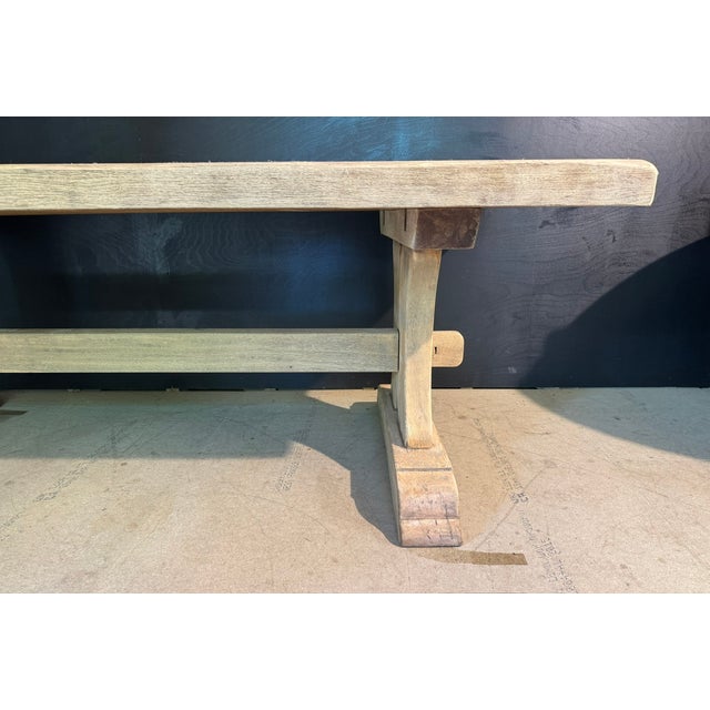 French Bleaching Oak Farmhouse Dining Table, 1925 For Sale - Image 17 of 18