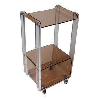 Vintage Acrylic Glass Trolley, 1970s For Sale