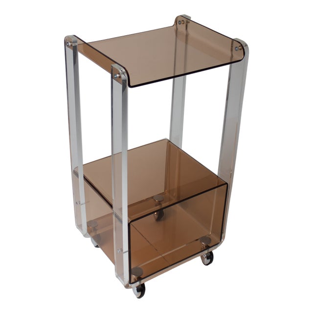 Vintage Acrylic Glass Trolley, 1970s For Sale