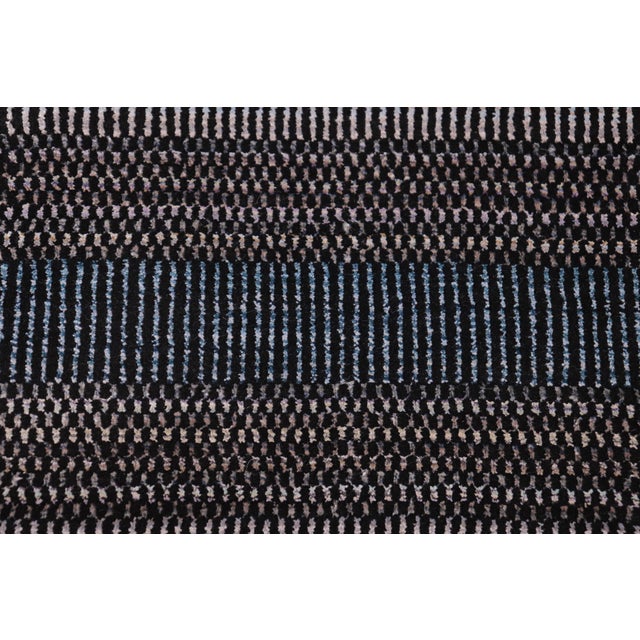 1990s Chic Grass Black/Ivory Wool Rug - 8'4''x9'8'' For Sale - Image 5 of 9
