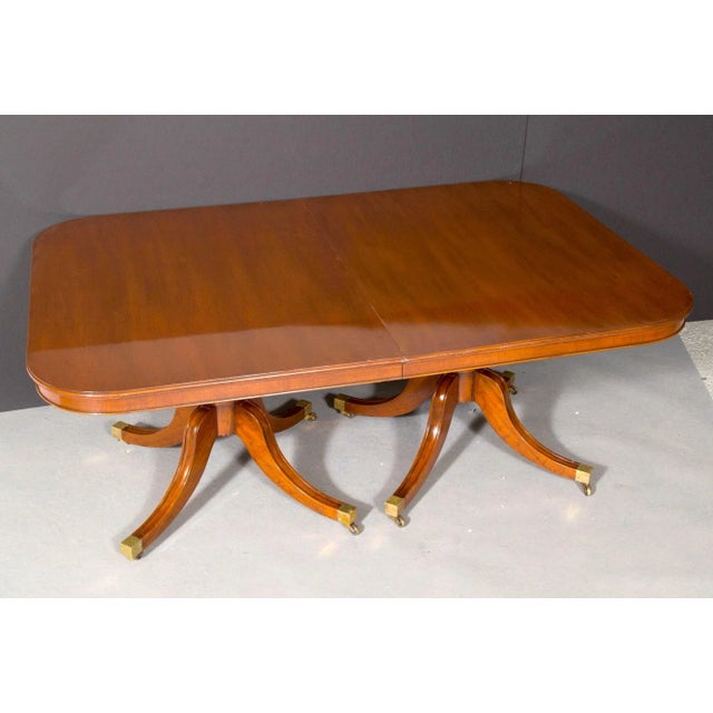 English English George III Style Mahogany Double Pedestal Extending Dining Table For Sale - Image 3 of 10