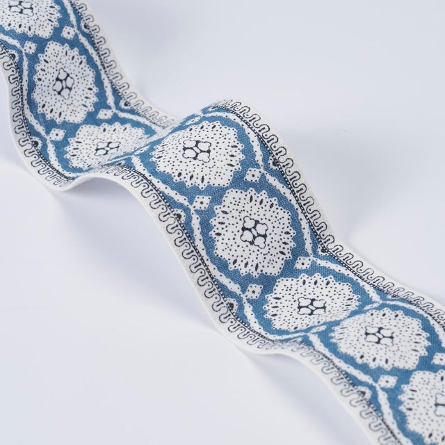 Contemporary SAMPLE - Schumacher X Rita Konig Maximilian Tape In Blue For Sale - Image 3 of 3