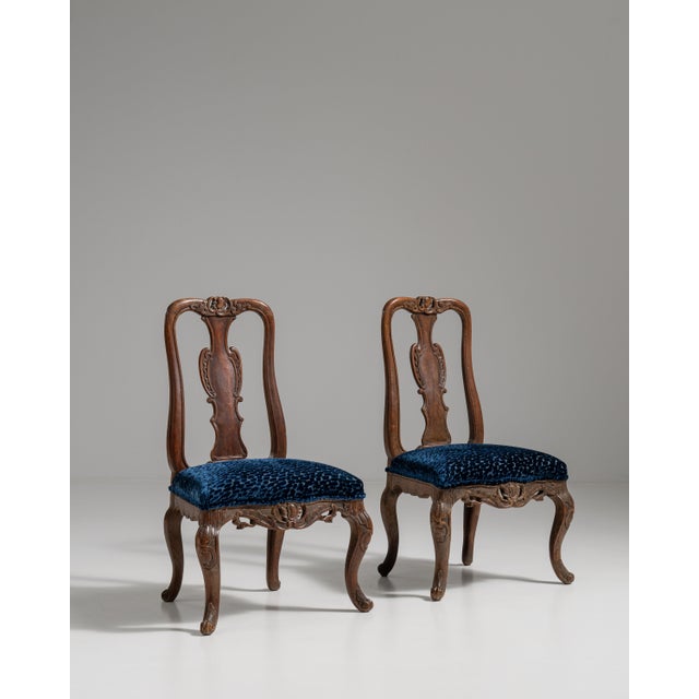 Pair of 19th Century French Chestnut Brown Louis XV Oak Chairs with Upholstered Seats For Sale - Image 13 of 15