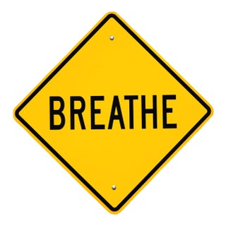 Breathe IV - Original Inspirational Pop Art Steel Street Sign Wall Sculpture by Scott Froschauer For Sale