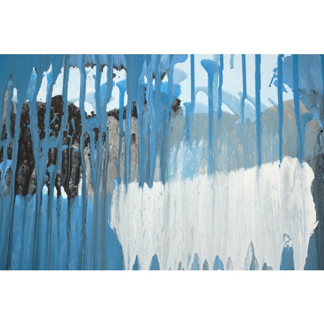 "Blue Clouds Grey" Large Abstract Triptych Acrylic Painting by Simon Findlay For Sale - Image 6 of 13