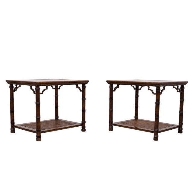 Chinese Chippendale Faux Bamboo Side Tables, 1970s, Set of 2 For Sale - Image 4 of 9
