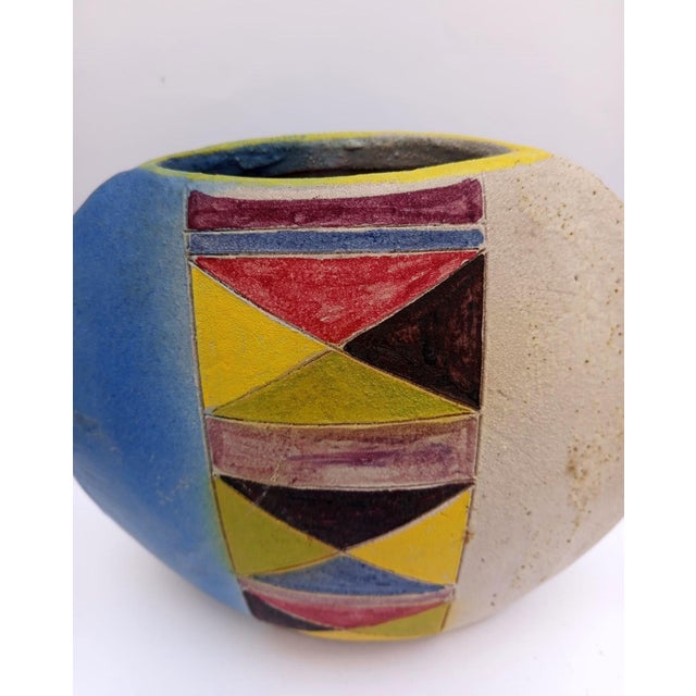 Rare ceramic vase Designed by Ivo De Santis, "Gli Etruschi," signed under the base Vintage, 1960s White and blue ceramic...