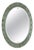 Large Oval Sage Green Double Beveled Mirror from Cristal Art, Italy, 1950s For Sale