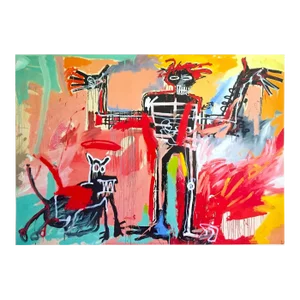Jean Michel Basquiat Estate Lithograph Pop Art Print " Boy and Dog in a Johnnypump " 1982