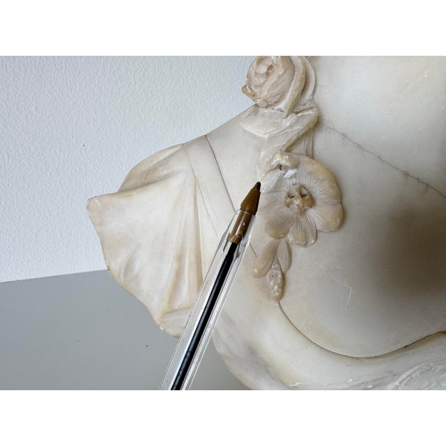 Alabaster Italian A. Masi Art Nouveau Carved Alabaster Bust Sculpture/Sold For Sale - Image 8 of 12