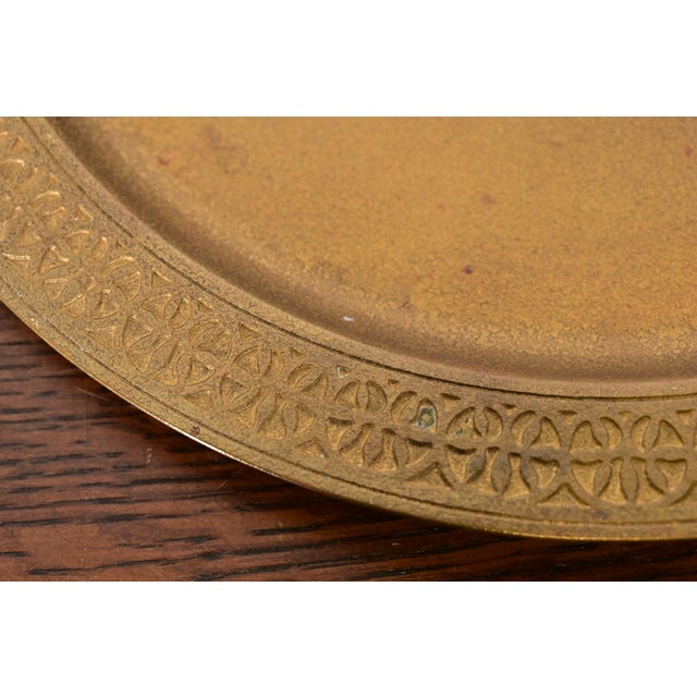 Metal Tiffany Studios New York Bronze Doré Large Charger Plate or Tray With Decorative Border For Sale - Image 7 of 11