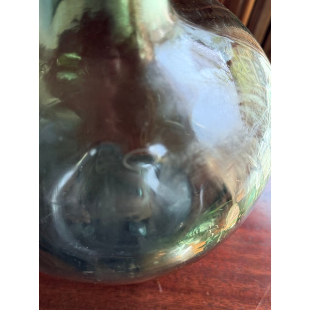 Glass Mid 20th Century Spanish Viresa Green Glass Demijohn Bottle Olive Oil/Wine Vessel For Sale - Image 7 of 10