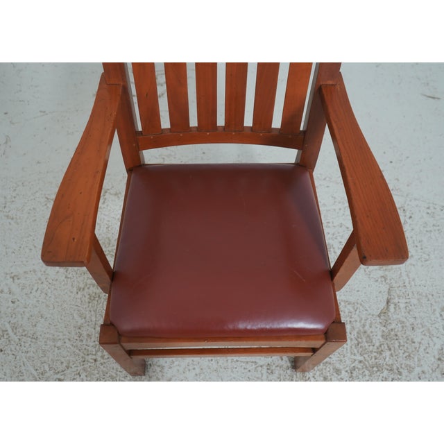 Set of 6 Mission Style Leather Seat Dining Chairs For Sale - Image 9 of 18