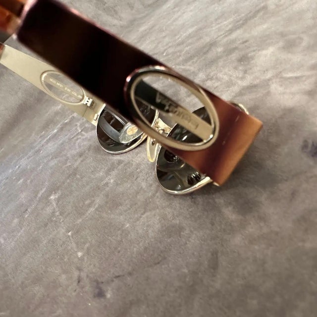 Metal 1990s Gilded Metal and Faux Tortoiseshell Acetate Sunglasses by Furstenberg For Sale - Image 7 of 10