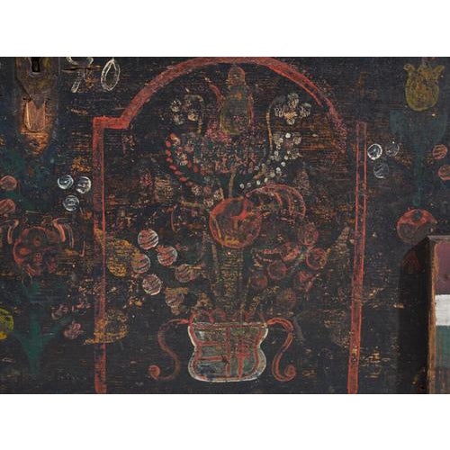 Antique Red Colored Trunk in Wood, 1870 For Sale - Image 9 of 12