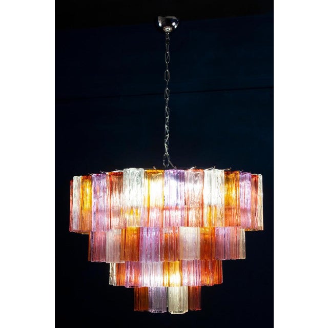 1970s Mid-Century Multicolored Murano Glass Tronchi Chandelier, 1970s For Sale - Image 5 of 13