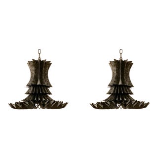 Currey & Co Brutalist Style Pendants Pair Protoypes For Sale