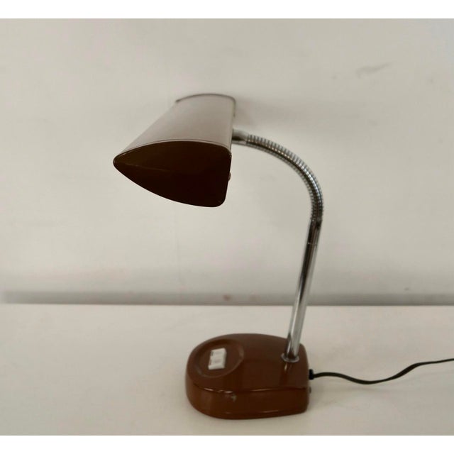 Brown 1970’s Mid-Century Modern Tanker Desk Lamp For Sale - Image 8 of 12